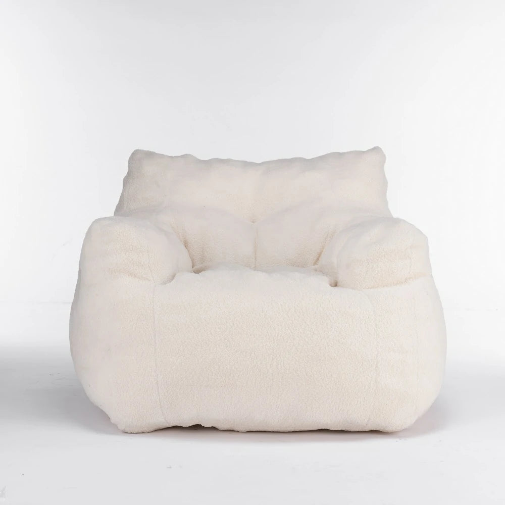 front view Ivory Teddy Plush Lounge Chair