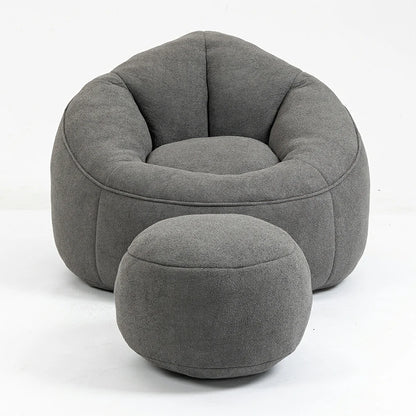 gray bean bag chair with matching ottoman