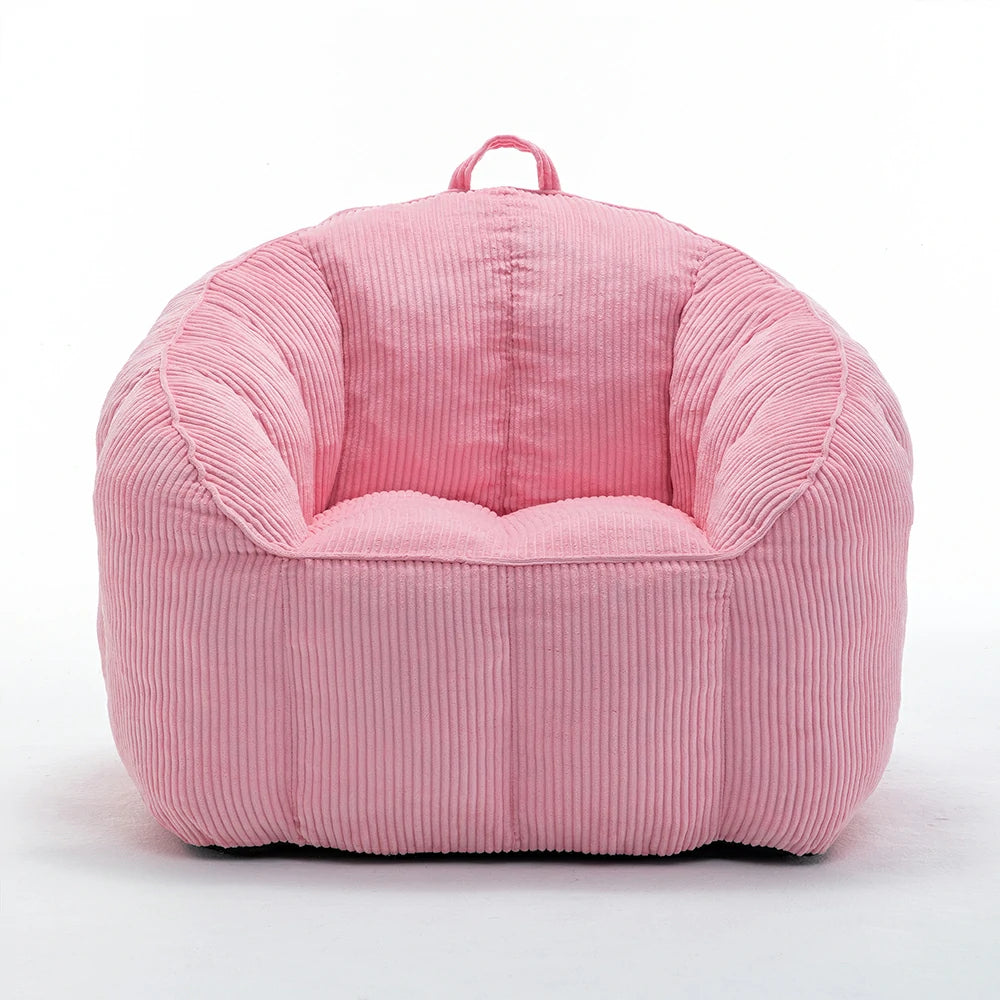 pink corduroy bean bag armchair front view