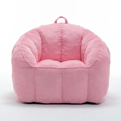 pink corduroy bean bag armchair front view