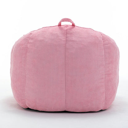 pink corduroy bean bag chair back view with handle