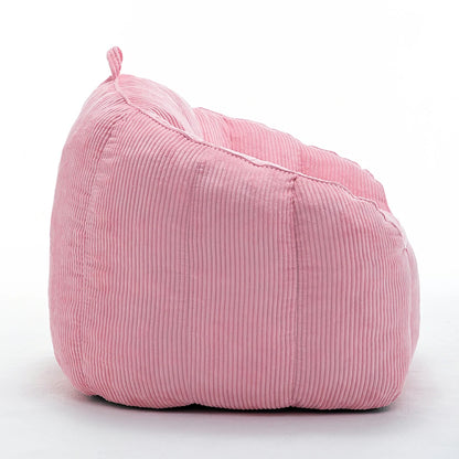 pink corduroy bean bag chair side view