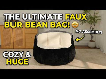 Oversized Multicolor Faux Fur Bean Bag Chair – Memory Foam Lounge Couch