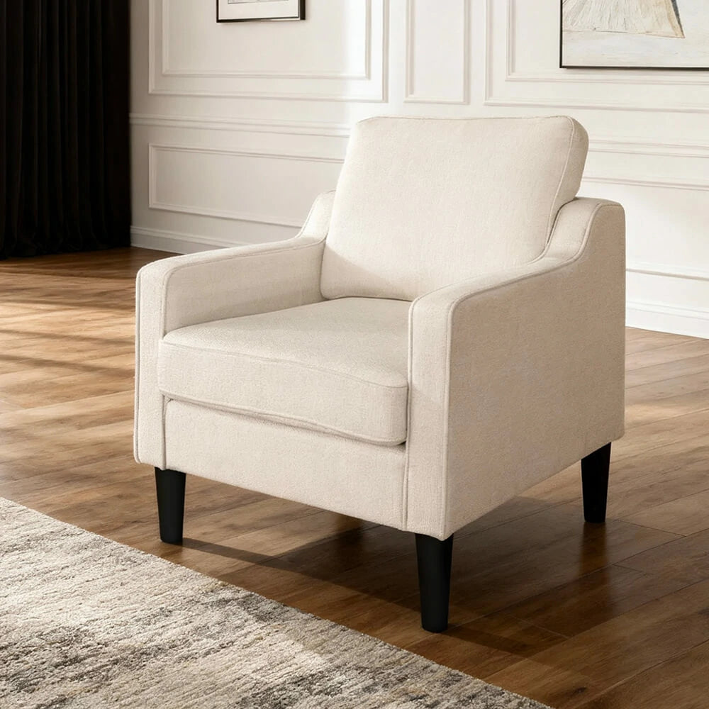 white chenille accent chair