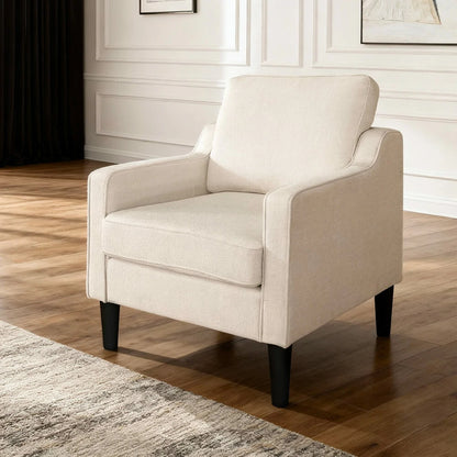 white chenille accent chair