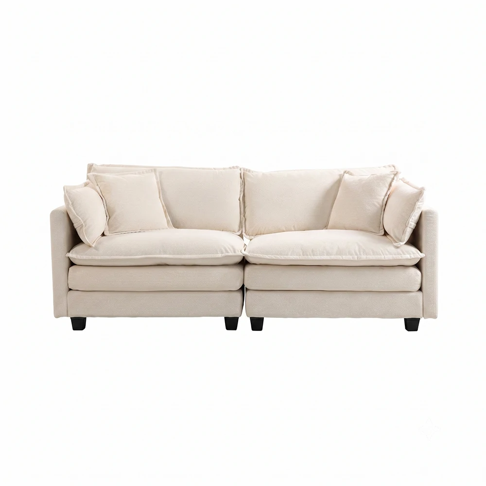 white fabric couch sofa front view