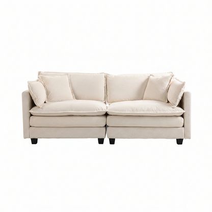 white fabric couch sofa front view